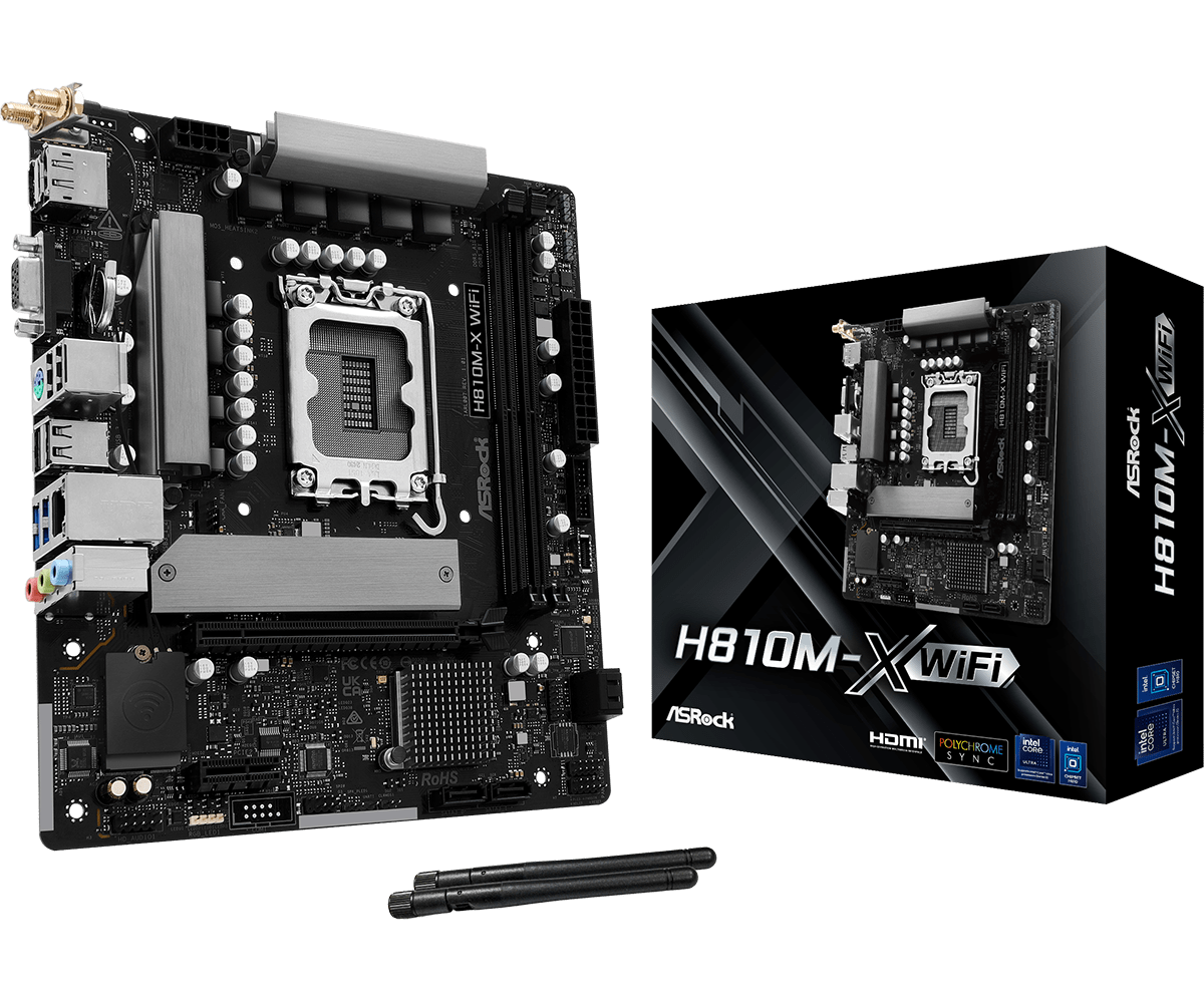 ASRock H810M-X WiFi Socket Motherboard | 90-MXBS60-A0UAYZ