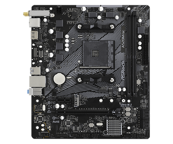 ASRock A520M/ac AM4 Socket Motherboard | 90 - MXBE70 - A0UAYZ - 4710483932311 - Vektra Computers LLC