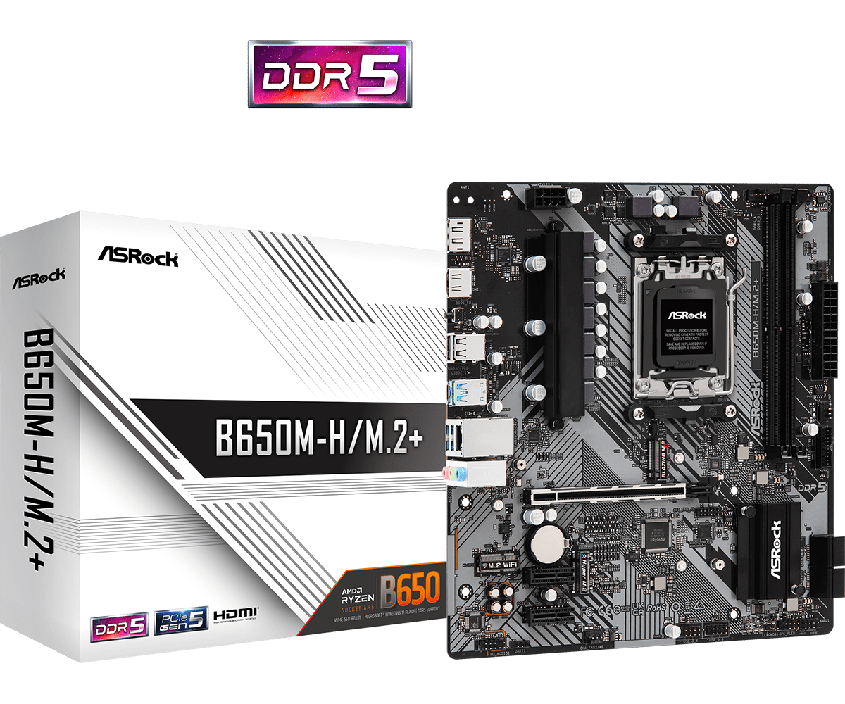 ASRock B650M-H/M.2+ AM5 Micro ATX Motherboard - 4710483930003 - Vektra Computers LLC