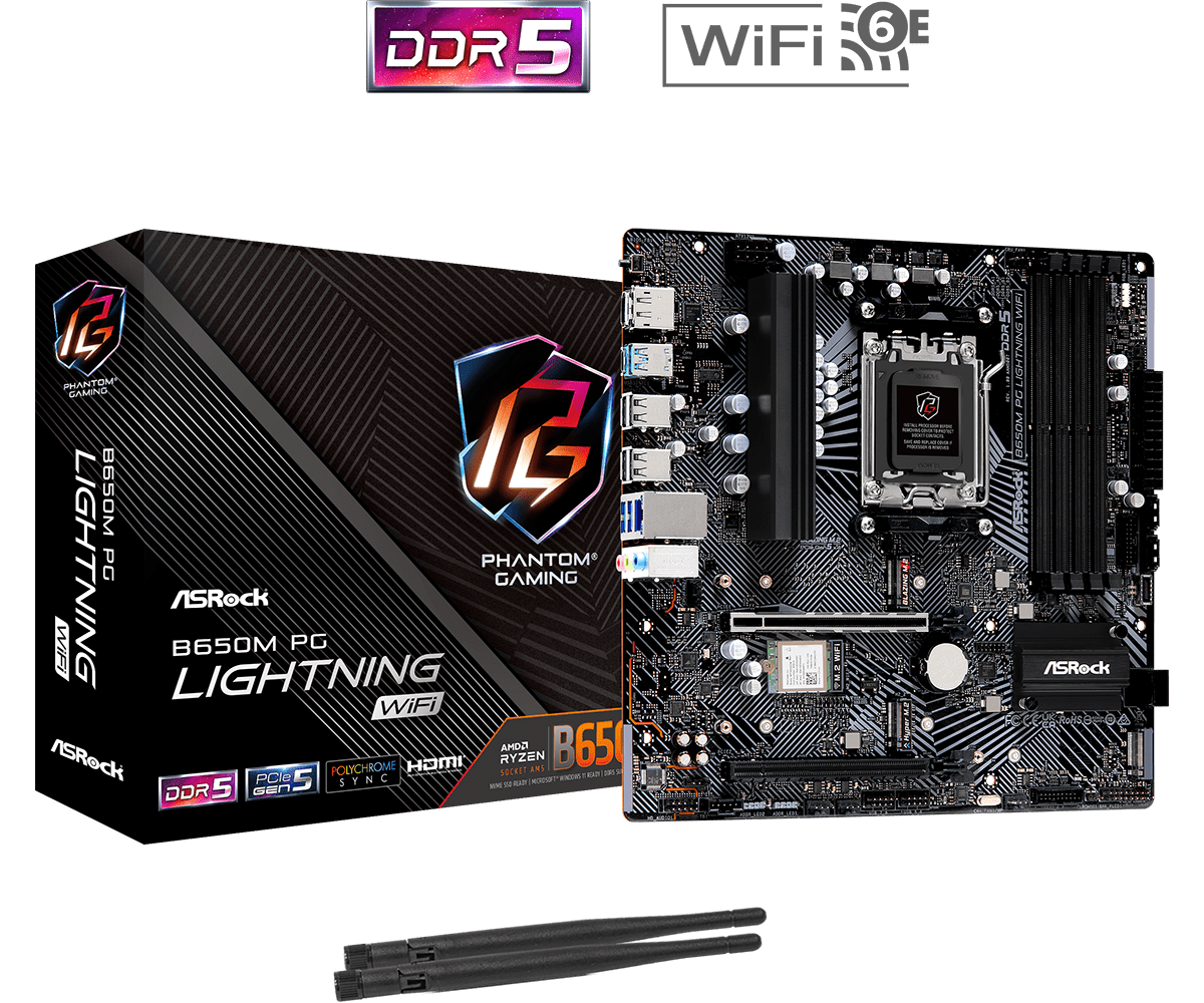 ASRock B650M PG Lightning Wifi AMD Socket AM5 Motherboard | 90 - MXBMW0 - A0UAYZ -  - Vektra Computers LLC