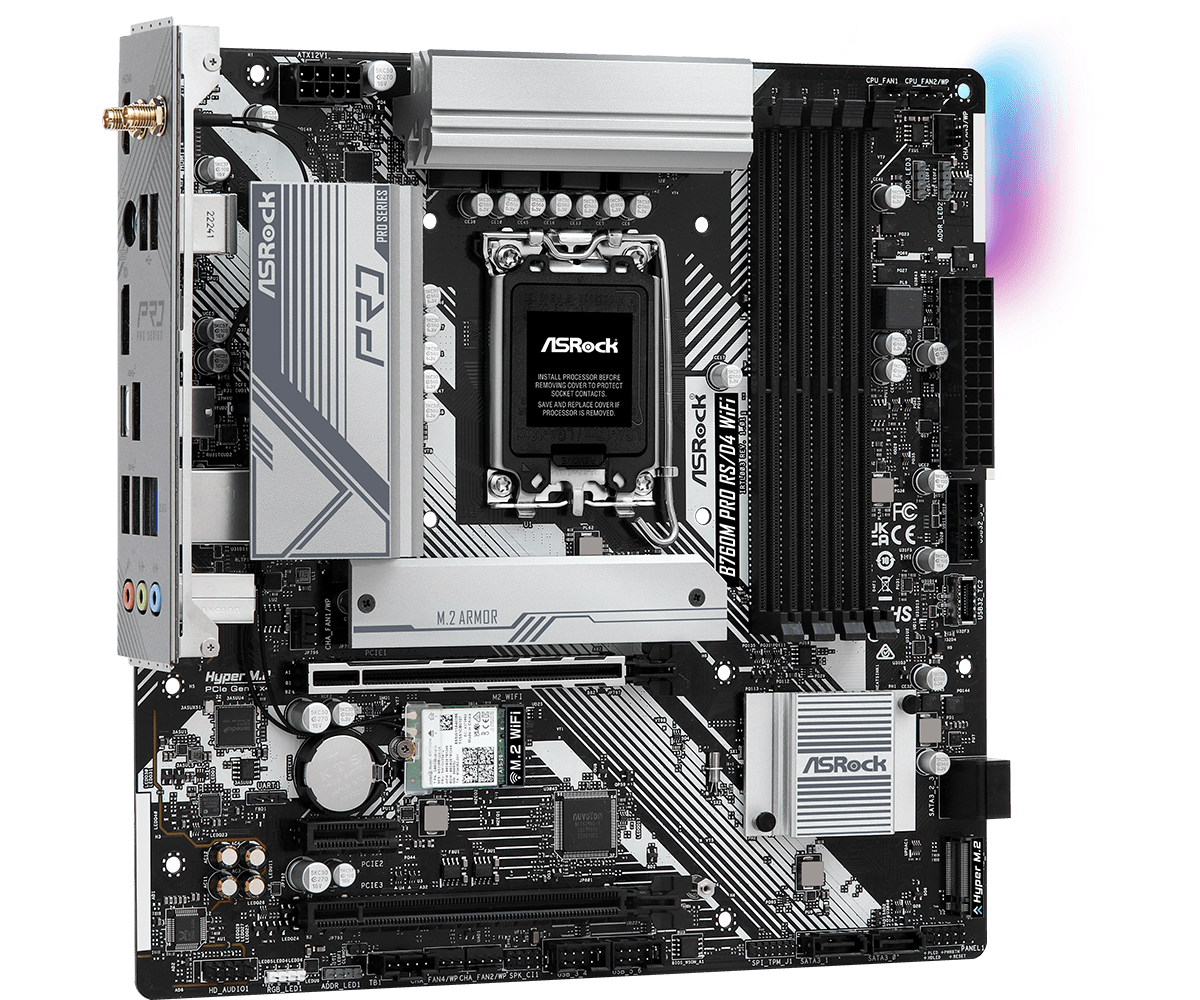 ASRock B760M Pro RS/D4 WiFi Intel LGA1700 Micro ATX Motherboard - 4710483941719 - Vektra Computers LLC
