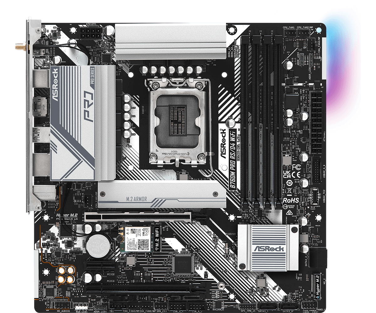 ASRock B760M Pro RS/D4 WiFi Intel LGA1700 Micro ATX Motherboard - 4710483941719 - Vektra Computers LLC