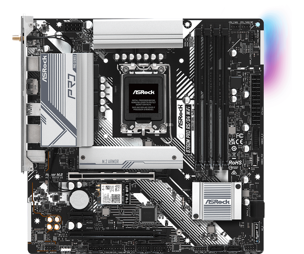 ASRock B760M Pro RS/D4 WiFi Intel LGA1700 Micro ATX Motherboard - 4710483941719 - Vektra Computers LLC