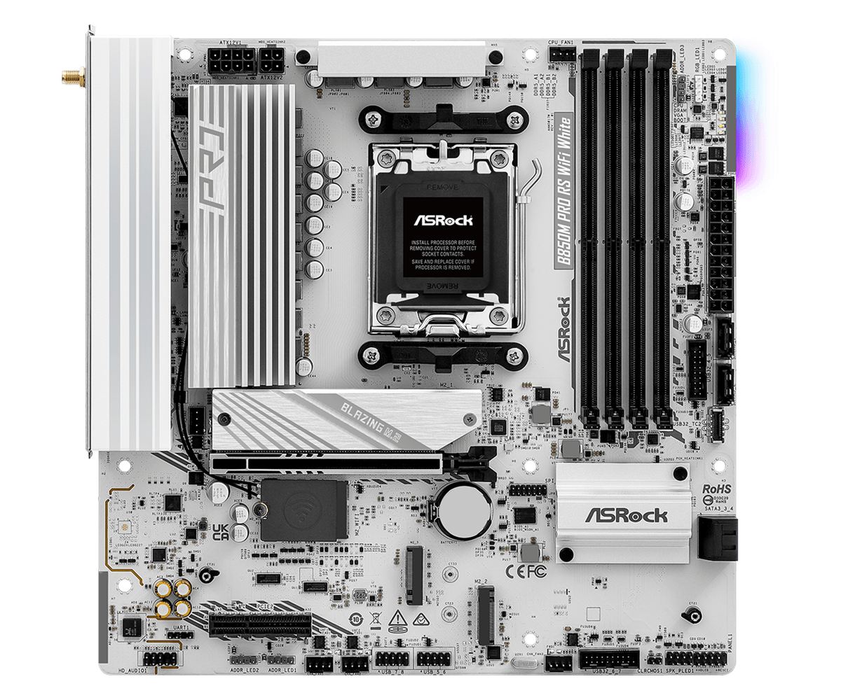 ASRock B850M Pro RS WiFi White AM5 Micro ATX Motherboard -  - Vektra Computers LLC