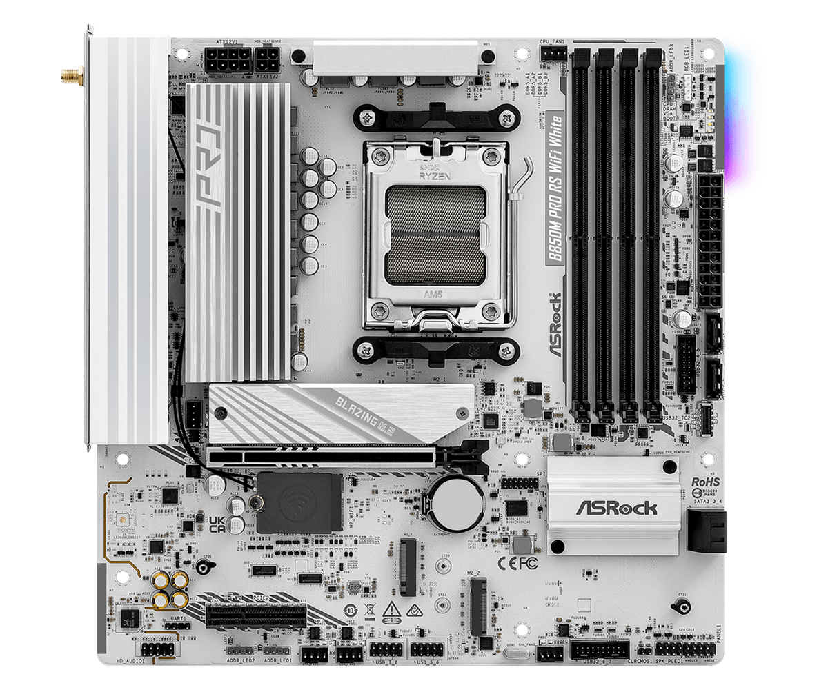 ASRock B850M Pro RS WiFi White AM5 Micro ATX Motherboard -  - Vektra Computers LLC