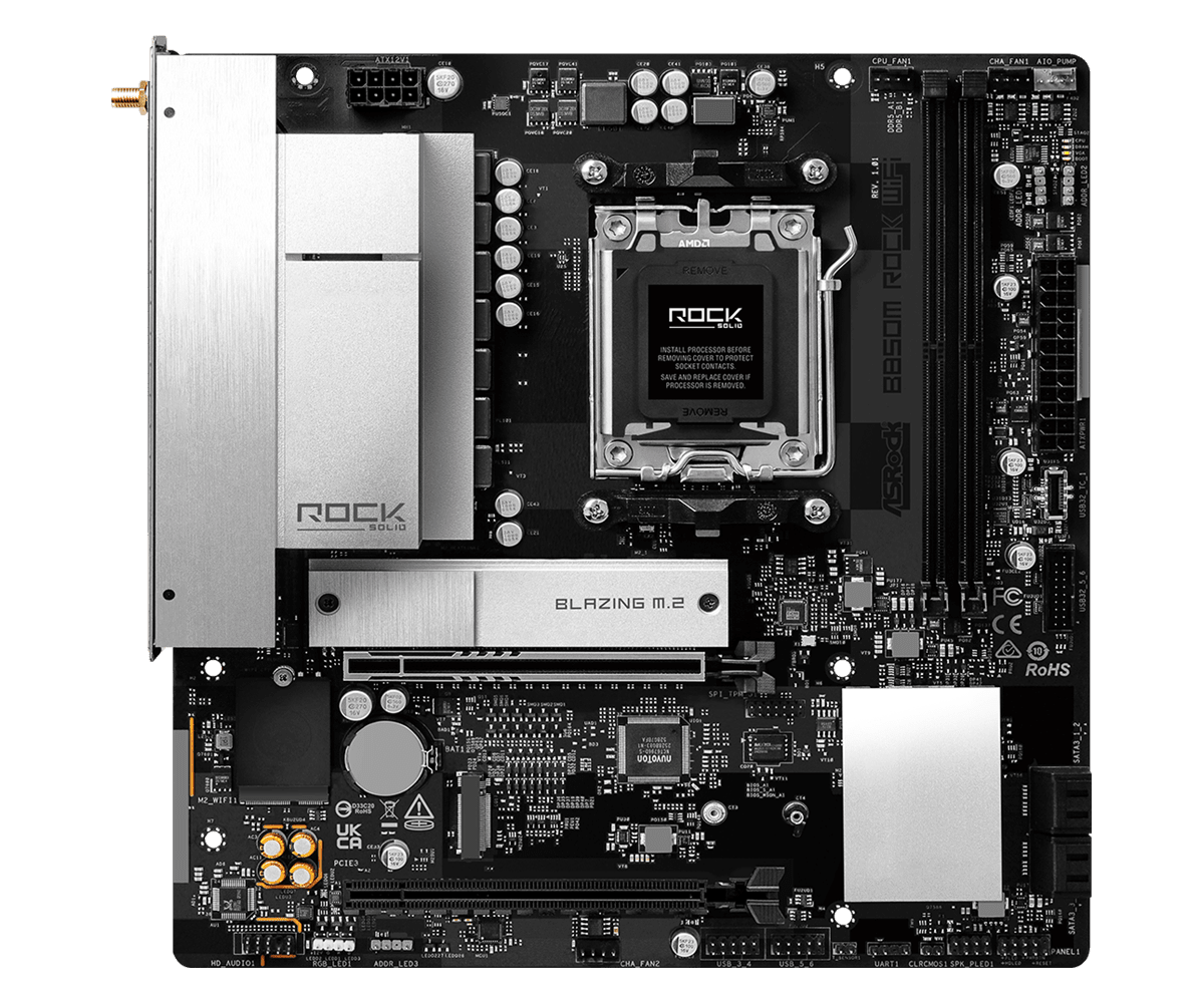 ASRock B850M Rock WiFi AM5 Micro ATX Motherboard - 4711581494169 - Vektra Computers LLC