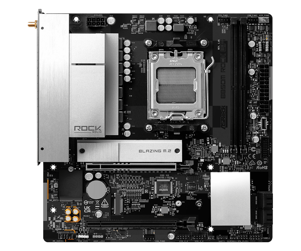 ASRock B850M Rock WiFi AM5 Micro ATX Motherboard - 4711581494169 - Vektra Computers LLC