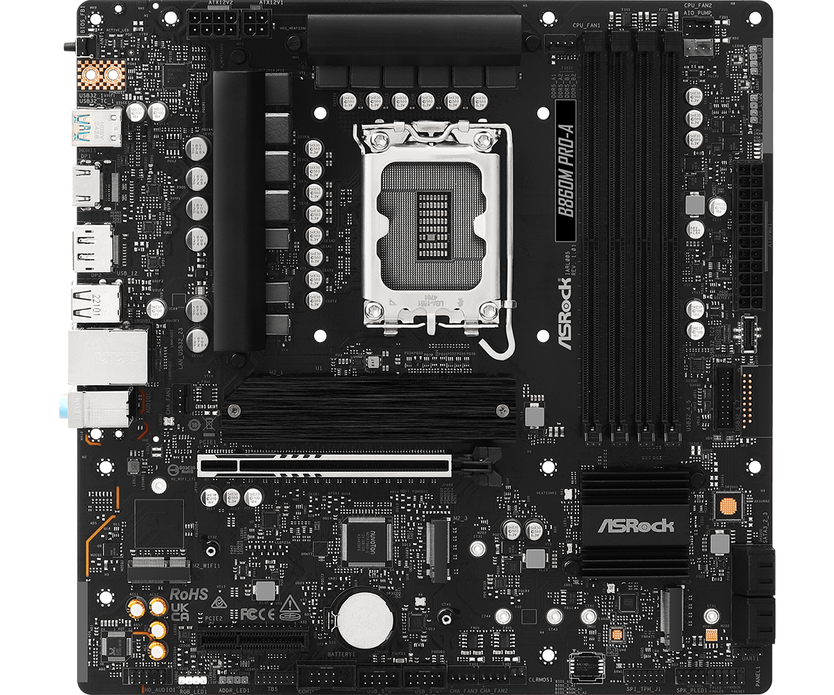 ASRock B860M Pro-A Intel B860 LGA1851 Micro ATX Motherboard - 4711581490291 - Vektra Computers LLC