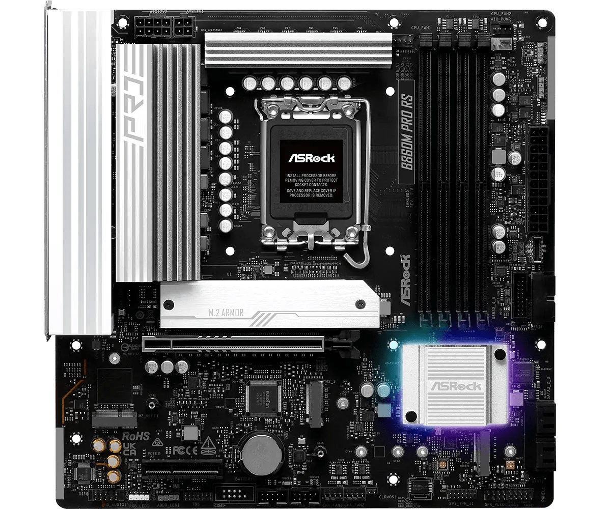 ASRock B860M Pro RS LGA1851 Socket Motherboard | 90 - MXBRP0 - A0UAYZ - 4711581490277 - Vektra Computers LLC