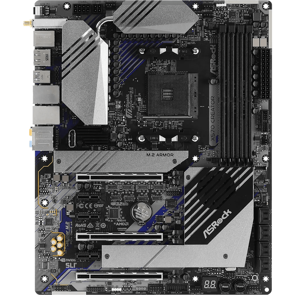 ASRock X570 Creator AMD 500 Series ATX Motherboard | 90 - MXBAW0 - A0UAYZ | - Vektra Computers LLC