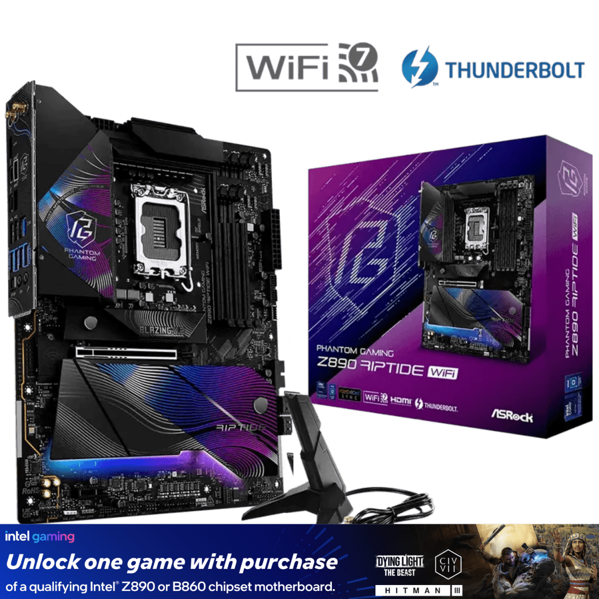 ASRock Z890 PG Riptide WiFi | Core Ultra 2 ATX Motherboard - 4710483949647 - Vektra Computers LLC