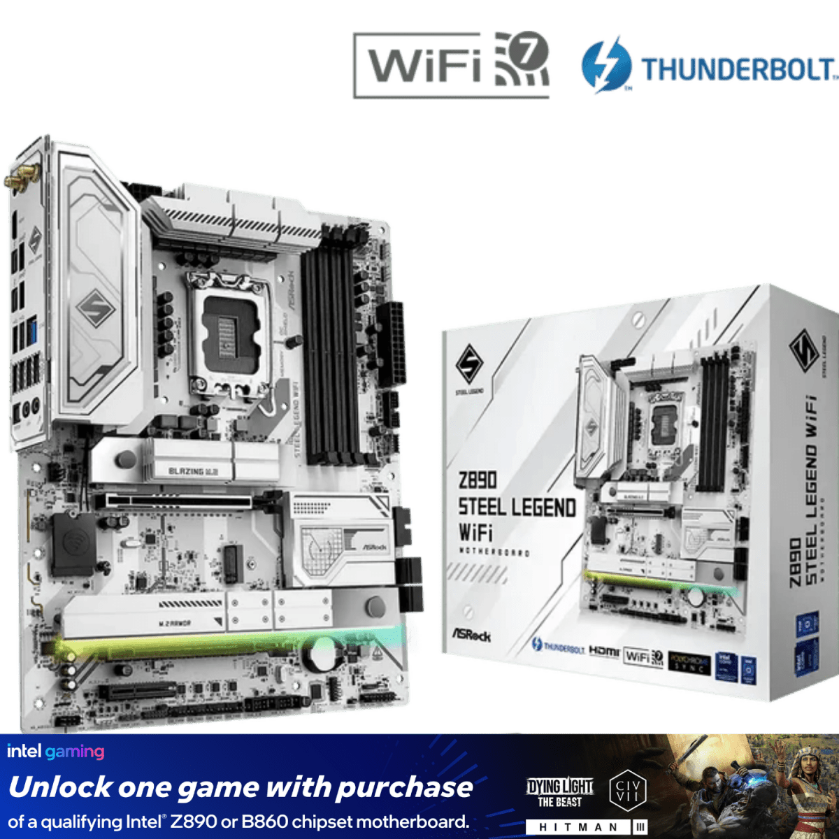 ASRock Z890 Steel Legend WiFi | Core Ultra 2 ATX Motherboard - 4710483947520 - Vektra Computers LLC