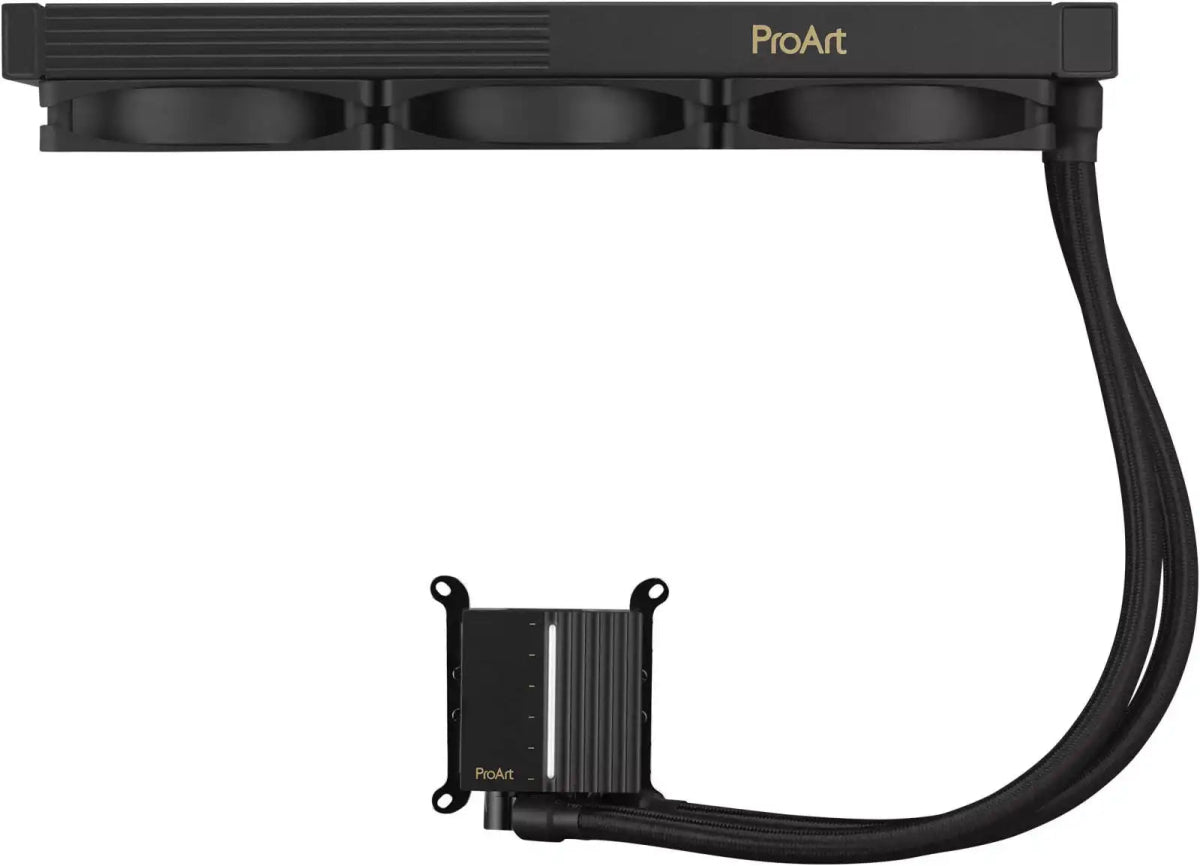ASUS ProArt LC 360 CPU Liquid Cooler, 360mm Radiator Length, 3x 120mm Alphacool Apex Stealth Metal Fans, 3000 RPM Fan Speed, 68.99 CFM Airflow, Copper CPU Plate, Black | 90RC0120 - M0UAY0 - 4711387583616 - Vektra Computers LLC