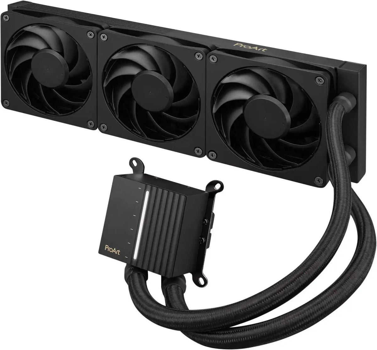 ASUS ProArt LC 360 CPU Liquid Cooler, 360mm Radiator Length, 3x 120mm Alphacool Apex Stealth Metal Fans, 3000 RPM Fan Speed, 68.99 CFM Airflow, Copper CPU Plate, Black | 90RC0120 - M0UAY0 - 4711387583616 - Vektra Computers LLC