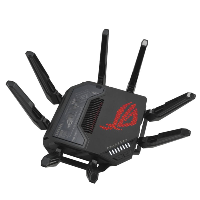 ASUS ROG Rapture GT - BE98 Quad - Band WiFi 7 Gaming Router, Supports 320MHz with Speeds of Up to 25 Gbps, Dual 10G Port, Mobile Game Mode, AiMesh & VPN Features | 90IG08F0 - MO9A0V - 4711387079461 - Vektra Computers LLC
