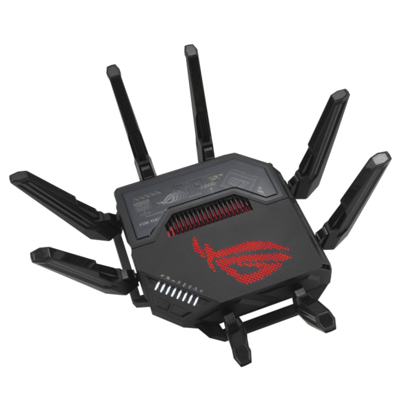 ASUS ROG Rapture GT - BE98 Quad - Band WiFi 7 Gaming Router, Supports 320MHz with Speeds of Up to 25 Gbps, Dual 10G Port, Mobile Game Mode, AiMesh & VPN Features | 90IG08F0 - MO9A0V - 4711387079461 - Vektra Computers LLC