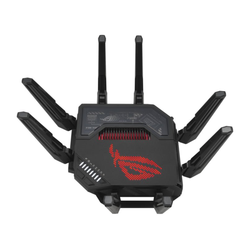 ASUS ROG Rapture GT - BE98 Quad - Band WiFi 7 Gaming Router, Supports 320MHz with Speeds of Up to 25 Gbps, Dual 10G Port, Mobile Game Mode, AiMesh & VPN Features | 90IG08F0 - MO9A0V - 4711387079461 - Vektra Computers LLC