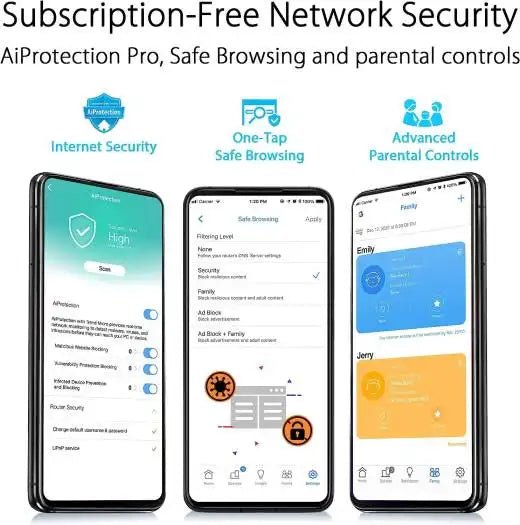 Asus RT - AX59U AX4200 WiFi 6 Router, Dual Band, AiMesh, Easy Management, Safe Browsing, Alexa Skill, MU - MIMO, Dual WAN, Black | 90IG07Z0 - MU2C00 - 4711081899600 - Vektra Computers LLC