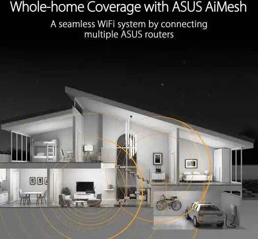 ASUS TUF Gaming AX4200 Dual Band WiFi 6 Gaming Router, With Mobile Game Mode, 2.5Gbps Port, 2.4 GHz Radio Frequency, 3 Steps Port Forwarding, AiMesh, Ai Protection Pro, Black | 90IG07Q0 - MU9100 - 4711081773177 - Vektra Computers LLC