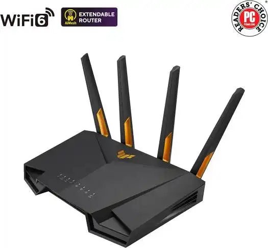 ASUS TUF Gaming AX4200 Dual Band WiFi 6 Gaming Router, With Mobile Game Mode, 2.5Gbps Port, 2.4 GHz Radio Frequency, 3 Steps Port Forwarding, AiMesh, Ai Protection Pro, Black | 90IG07Q0 - MU9100 - 4711081773177 - Vektra Computers LLC