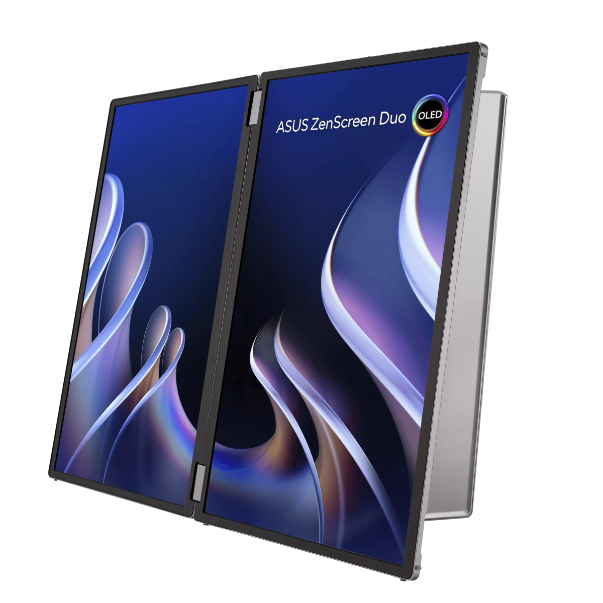 ASUS ZenScreen Duo OLED MQ149CD 360° Foldable Portable Monitor - Dual 14 - inch, 16:10, 1920x1200 FHD, OLED panels, DisplayHDR™ 400 True Black, 100% DCI - P3, Delta<2, Dual USB Type - C®, mini - HDMI®, kickstand, and standard tripod hole | 90LM0AKV - B01N70 - 4711387721551 - Vektra Computers LLC