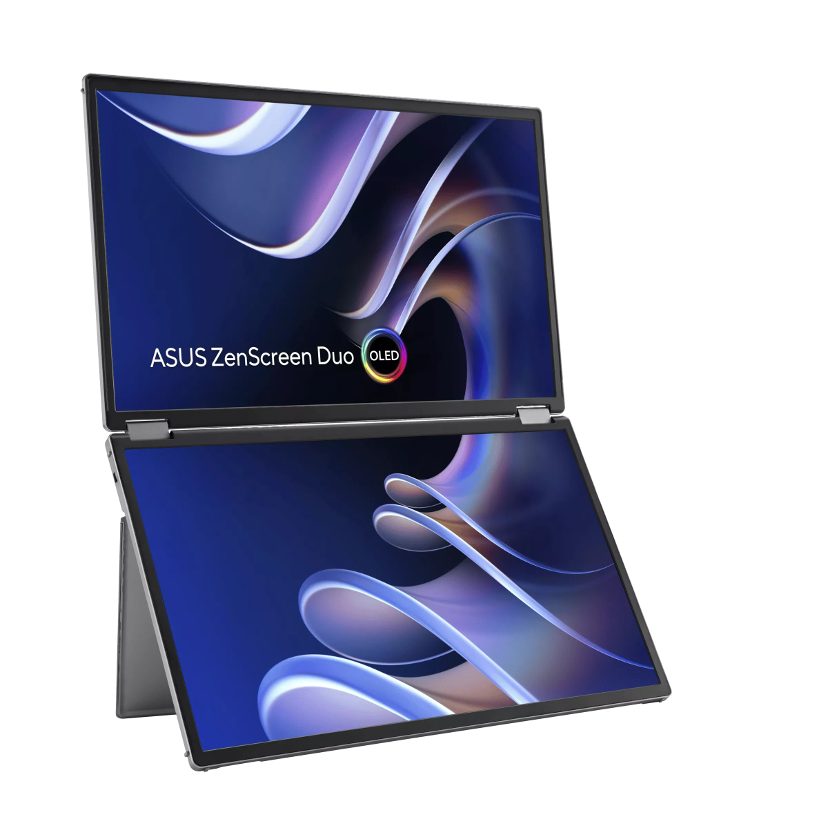 ASUS ZenScreen Duo OLED MQ149CD 360° Foldable Portable Monitor - Dual 14 - inch, 16:10, 1920x1200 FHD, OLED panels, DisplayHDR™ 400 True Black, 100% DCI - P3, Delta<2, Dual USB Type - C®, mini - HDMI®, kickstand, and standard tripod hole | 90LM0AKV - B01N70 - 4711387721551 - Vektra Computers LLC