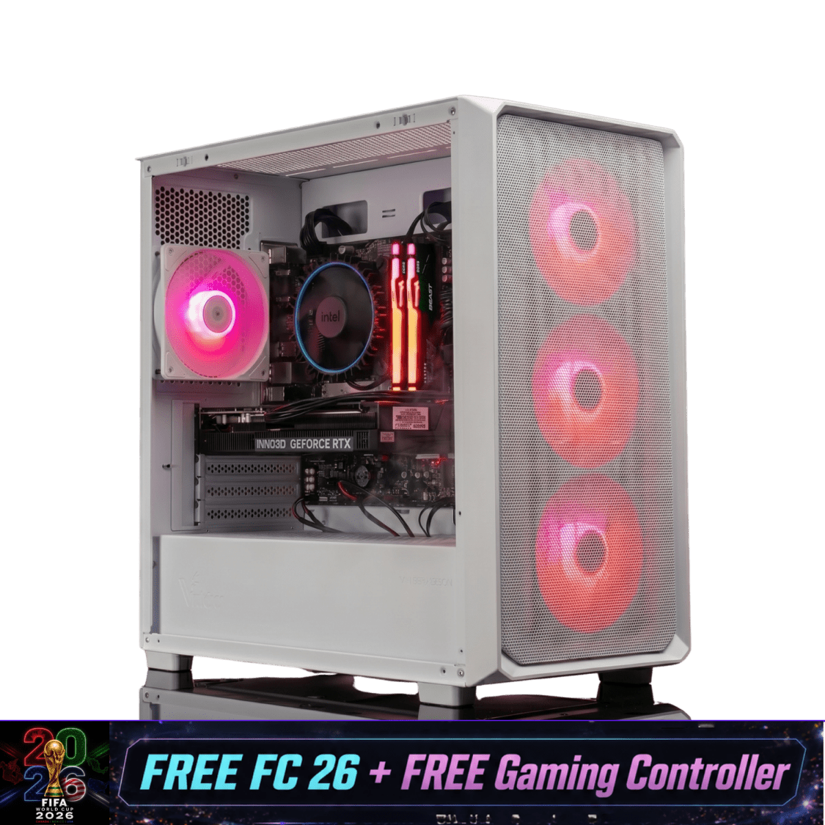 Core 3 White | E-Sports Gaming PC -  - Vektra Computers LLC