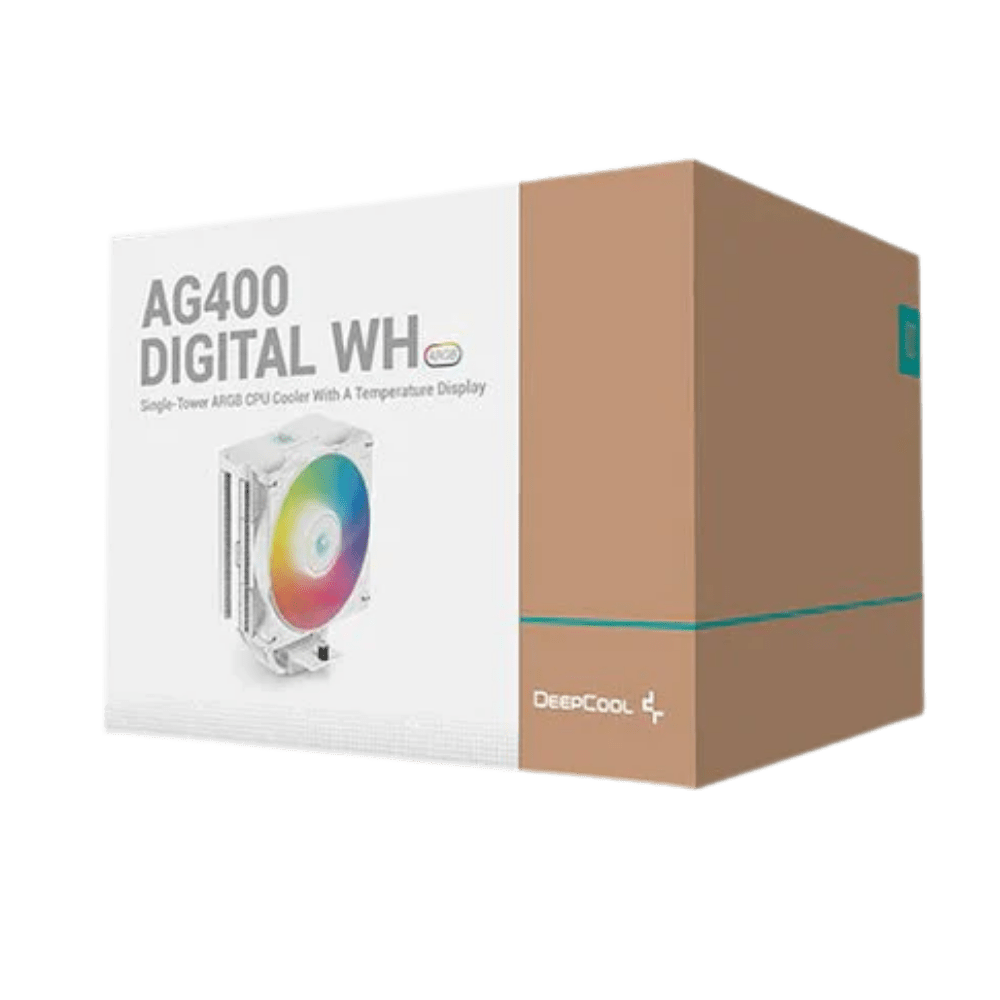 DeepCool AG400 DIGITAL WH ARGB Tower Air Cooler | R - AG400 - WHADMN - G - 1 - 6933412728610 - Vektra Computers LLC