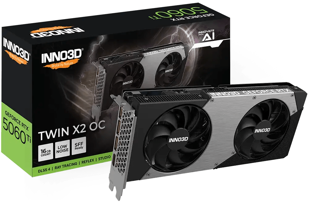 INNO3D GeForce RTX 5060 Ti Twin X2 OC 16GB GDDR7 Graphic Card | N506T2 - 16D7X - 191073N - 8886307700681 - Vektra Computers LLC