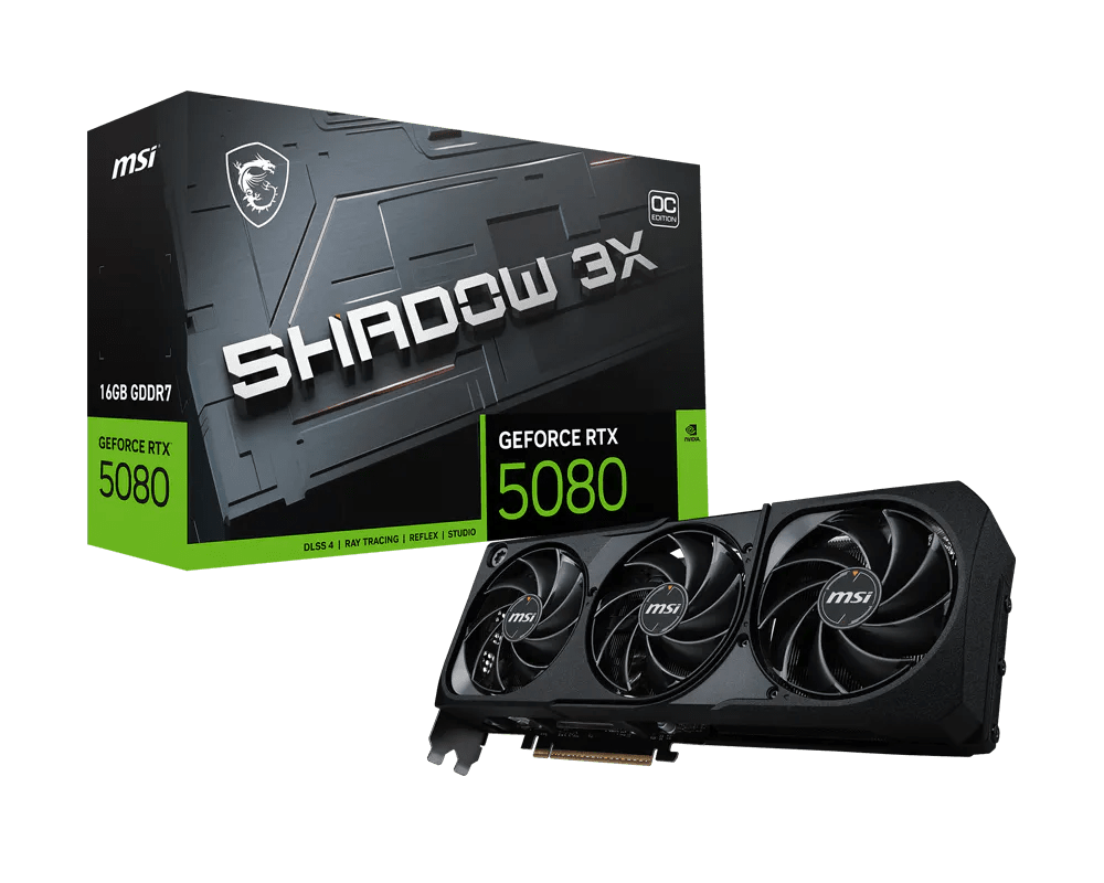MSI GeForce RTX 5080 SHADOW 3X OC 16GB Graphics Card - 0824142395882 - Vektra Computers LLC