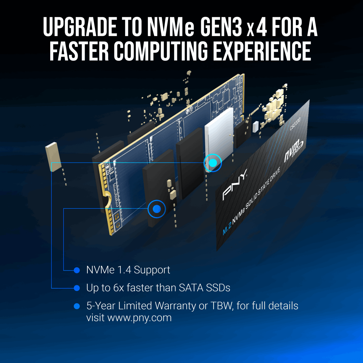 PNY CS2230 1TB PCIe 3.0 NVMe M.2 SSD -  - Vektra Computers LLC