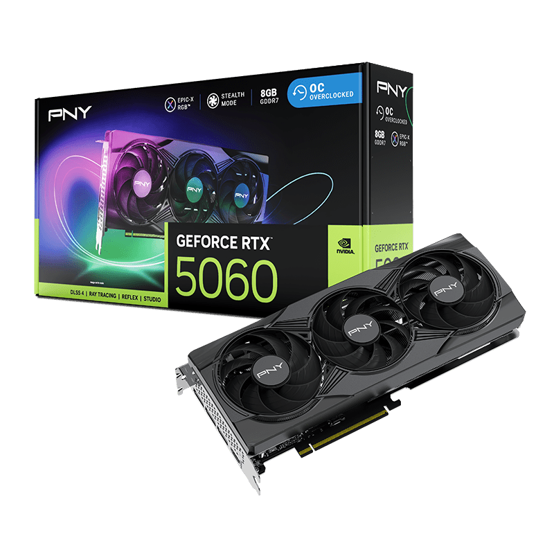 PNY GeForce RTX 5060 ARGB EPIC - X RGB Overclocked Triple Fan 8GB Graphics Card -  - Vektra Computers LLC