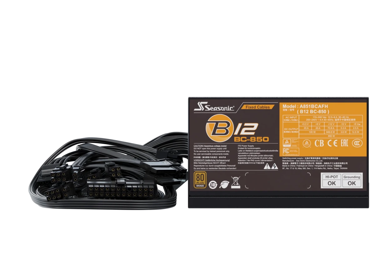 Seasonic B12 BC Series Non - Modular 80 Bronze Power Supply - 4711173876717 - Vektra Computers LLC