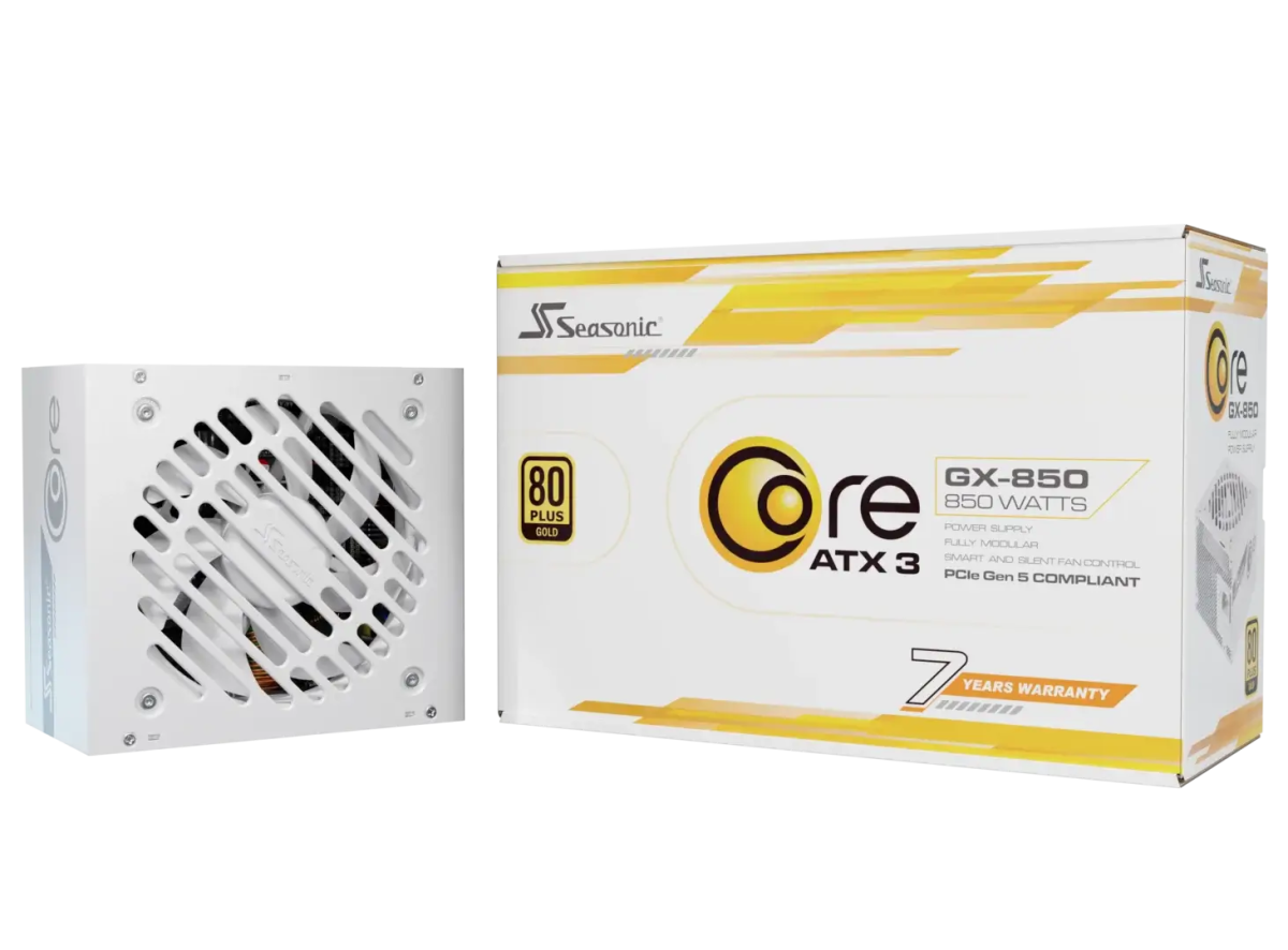 Seasonic CORE GX - 850W White ATX 3.1 80+Gold Fully Modular Power Supply - 4711173878476 - Vektra Computers LLC