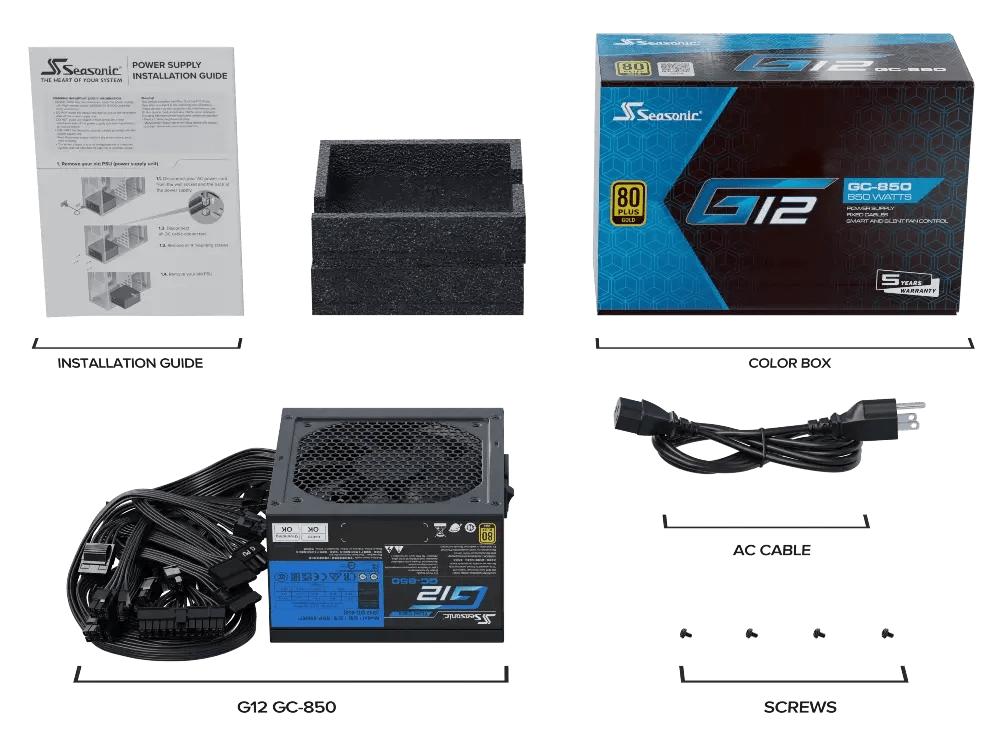 Seasonic G12 GC Series Non - Modular 80+ Gold Power Supply -  - Vektra Computers LLC