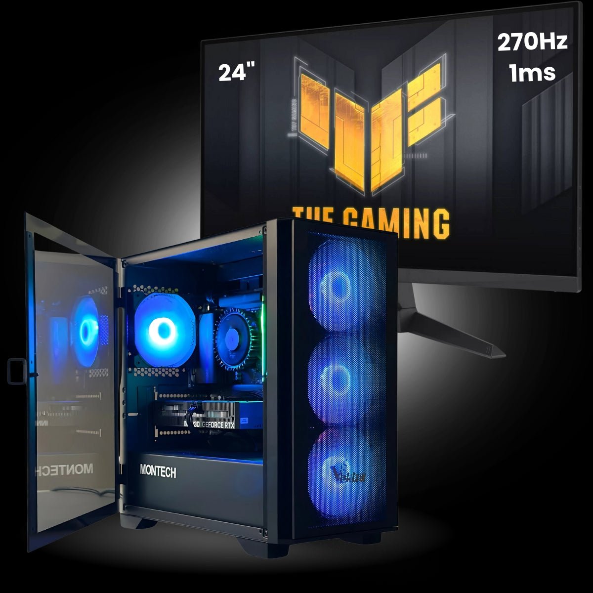 Vektra Core 5 Gaming PC BUNDLE – Ryzen 5 7600X + RTX 5070 12GB+ ASUS TUF Gaming 24