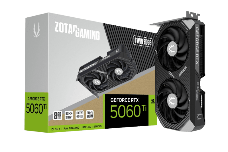 ZOTAC GAMING GeForce RTX 5060 Ti 8GB TWIN EDGE GDDR7 Graphics Card | ZT - B50610E - 10M - 8886307700636 - Vektra Computers LLC