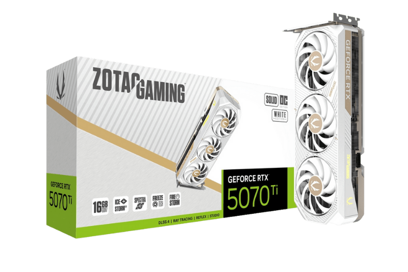 ZOTAC GAMING GeForce RTX 5070 Ti SOLID CORE OC White Edition Graphic Card | ZT - B50710Q2 - 10P - 8886307700810 - Vektra Computers LLC
