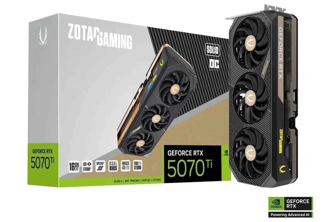 ZOTAC GAMING GeForce RTX 5070 Ti SOLID OC 16GB Graphics Card | ZT - B50710J - 10P - 8886307700414 - Vektra Computers LLC