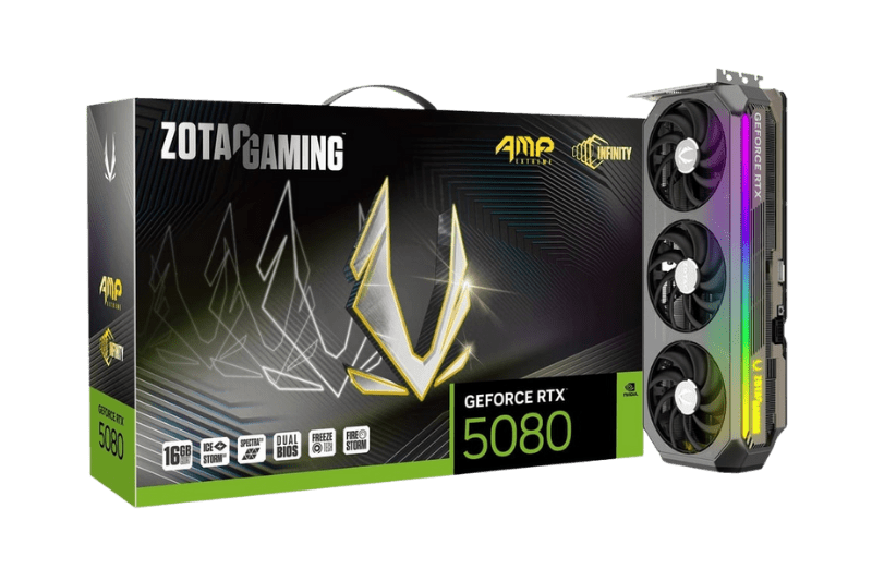 ZOTAC GAMING GeForce RTX 5080 AMP Extreme INFINITY Graphics Card | ZT - B50800B - 10P - 8886307700032 - Vektra Computers LLC
