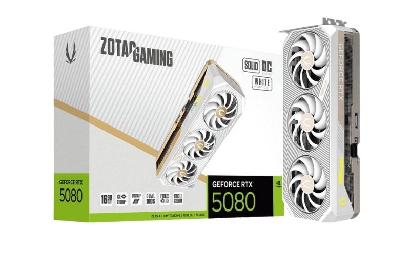 ZOTAC GAMING GeForce RTX 5080 SOLID OC WHITE ED 16GB GDDR7 | ZT - B50800Q - 10P - 8886307700469 - Vektra Computers LLC