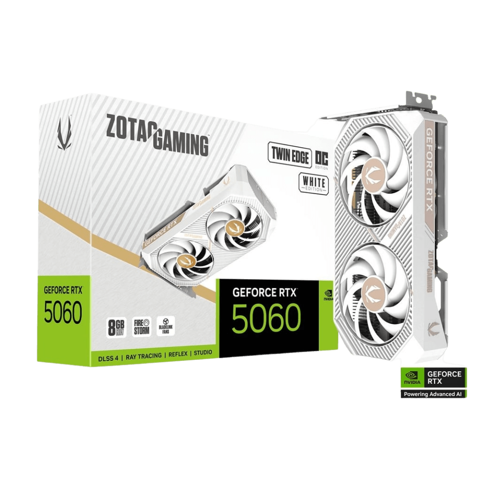 ZOTAC GeForce RTX 5060 8GB Twin Edge OC White Edition Graphics Card - 8886307701510 - Vektra Computers LLC