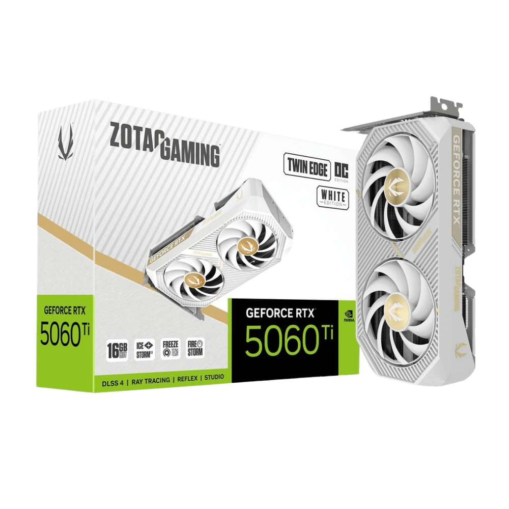 ZOTAC GeForce RTX 5060Ti 16GB Twin Edge OC White Edition Graphics Card - 8886307701497 - Vektra Computers LLC