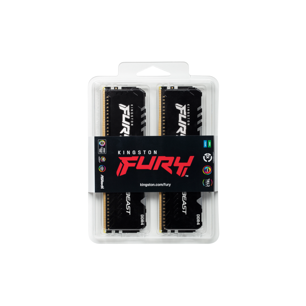 Kingston Fury Beast RGB 16GB (8GBx2) DDR4 3200MHz Desktop Memory